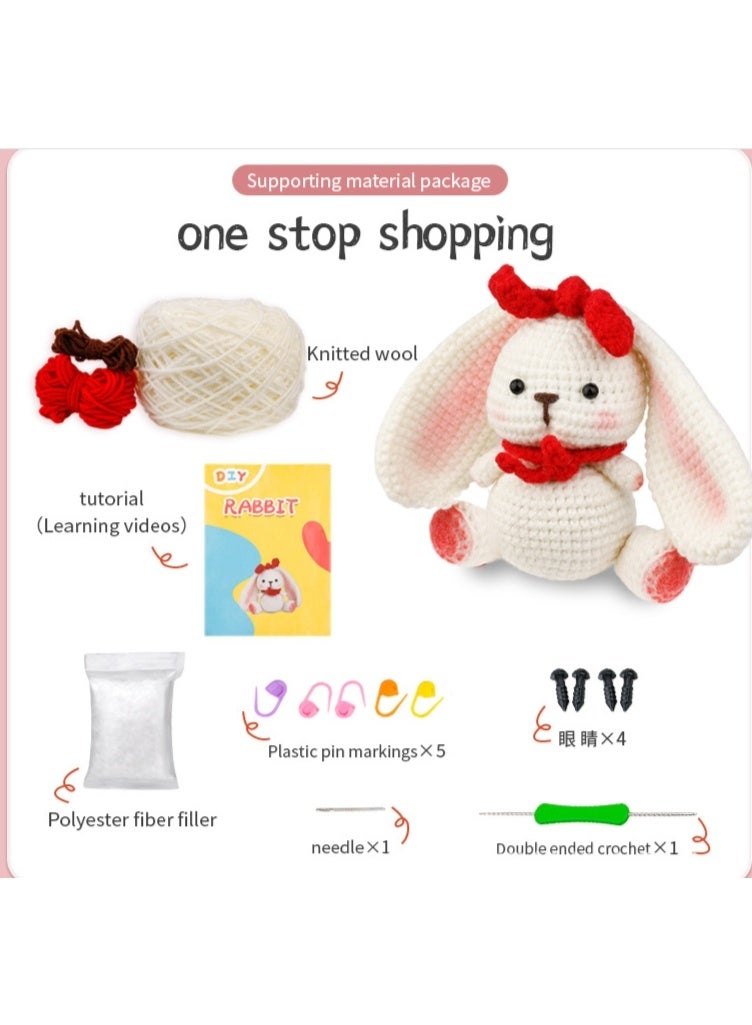 OASIS-TH Crochet Kit for Beginners, Crochet Animal Kit, Rabbit Beginner Crochet Kit with Step-by-Step Video Tutorials Easy Yarn Crochet Hook, Crochet Starter Kit for Adults DIY Knitting Supplies - Image 3